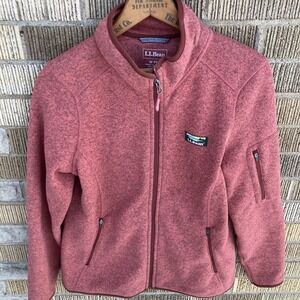 L.L. Bean Woman's Sweater Fleece Jacket Rose Size Medium Petite